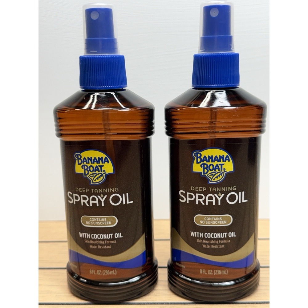 Lot of 2- Banana Boat Deep Tanning Spray Oil - 8 fl oz (236 ml) With Coconut Oil